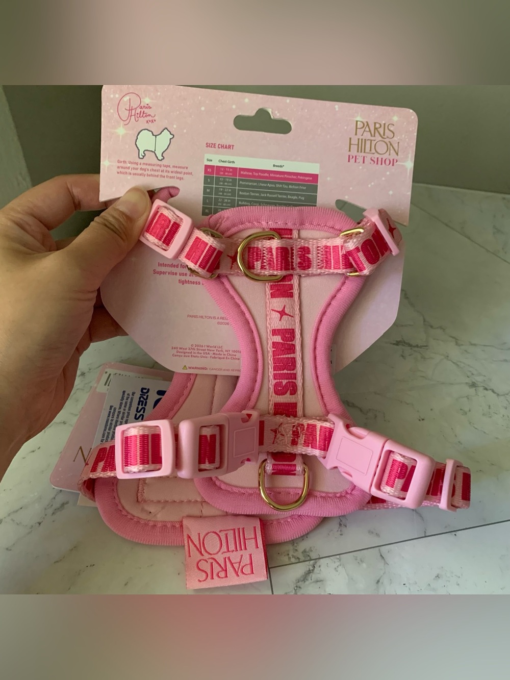 NEW Paris Hilton Dog Harness Pink Size Extra Small 12 - 15 Inches XS